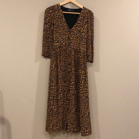 Zara midi leopard button down dress sz xs - Picture 4 of 11